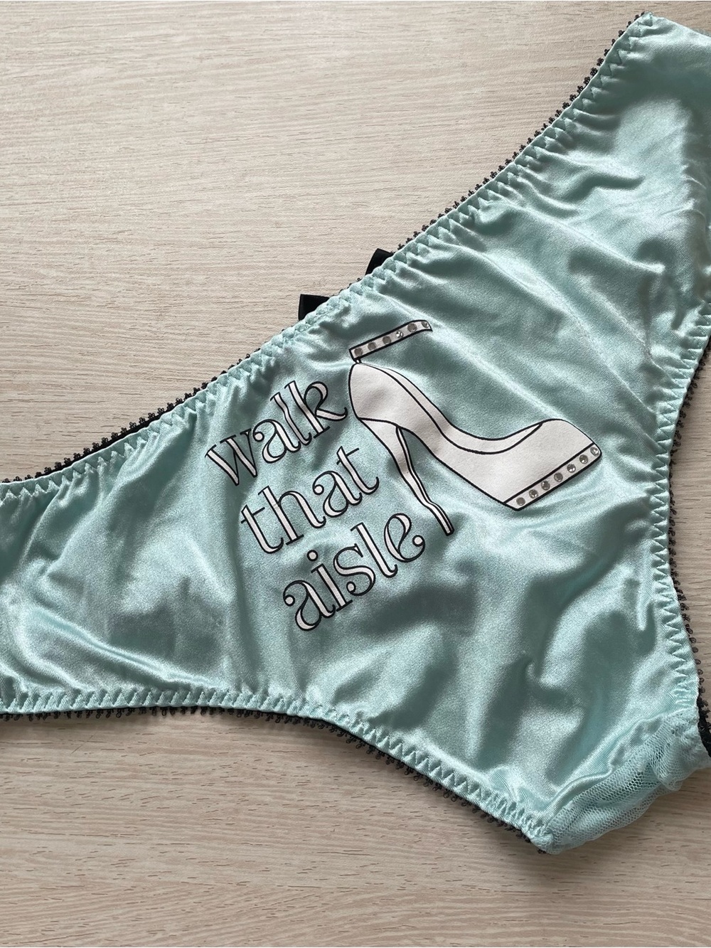 Victoria’s Secret Satin Bridal Bikini Panty - Mint "Walk That Aisle" M